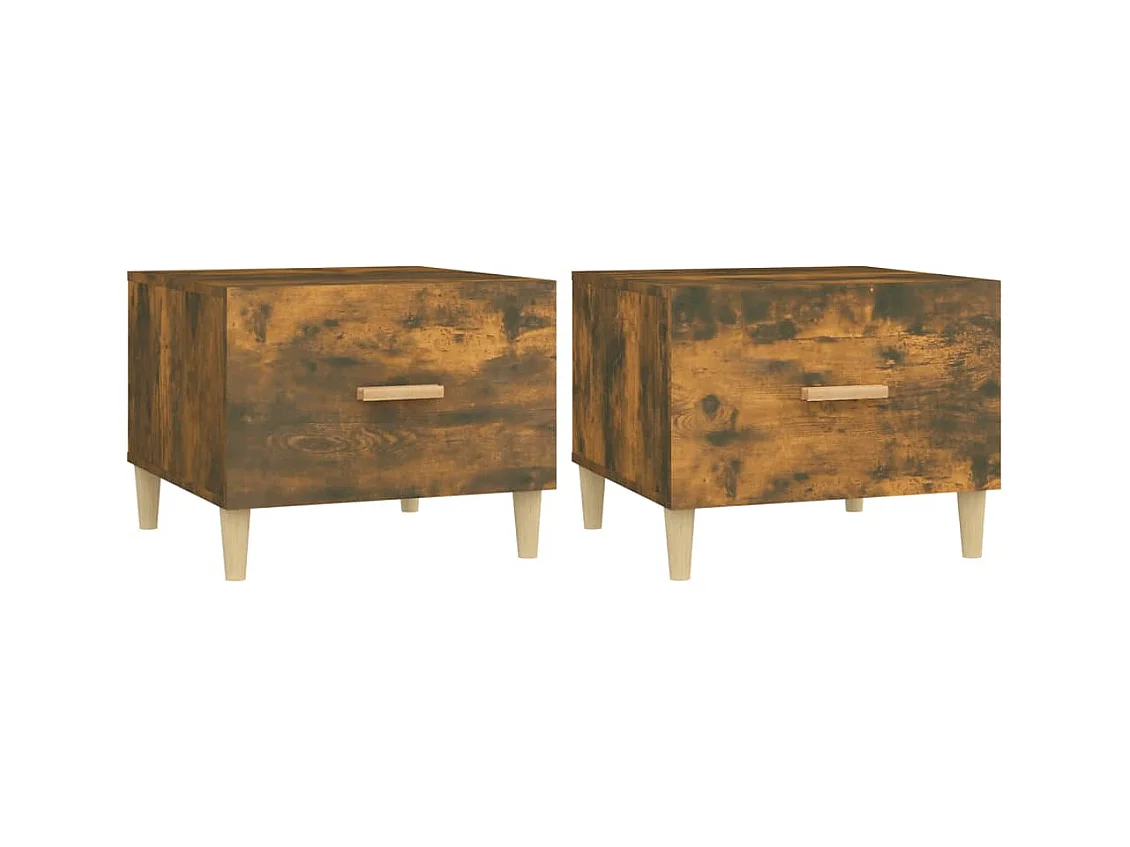 Tables basses 2 pcs chêne fumé 50x50x40 cm bois d'ingénierie SHL2529