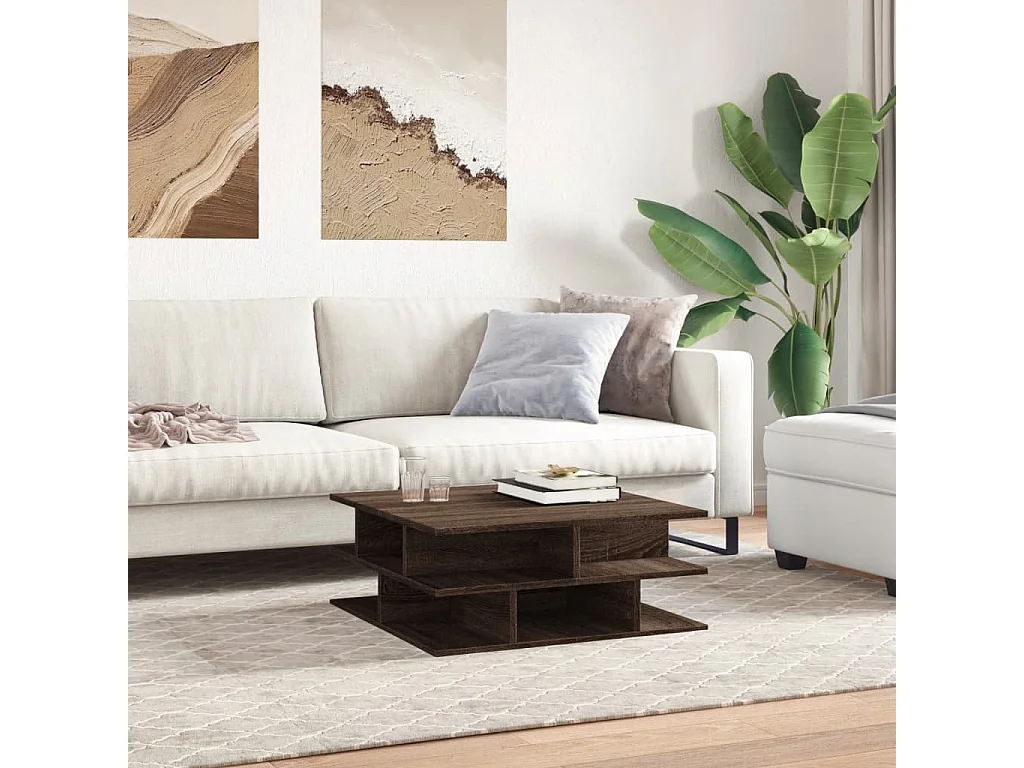 Couchtisch-Wohnzimmertisch-Beistelltische Braun Eichen-Optik 70x70x29 cm Holzwerkstoff SHL98214