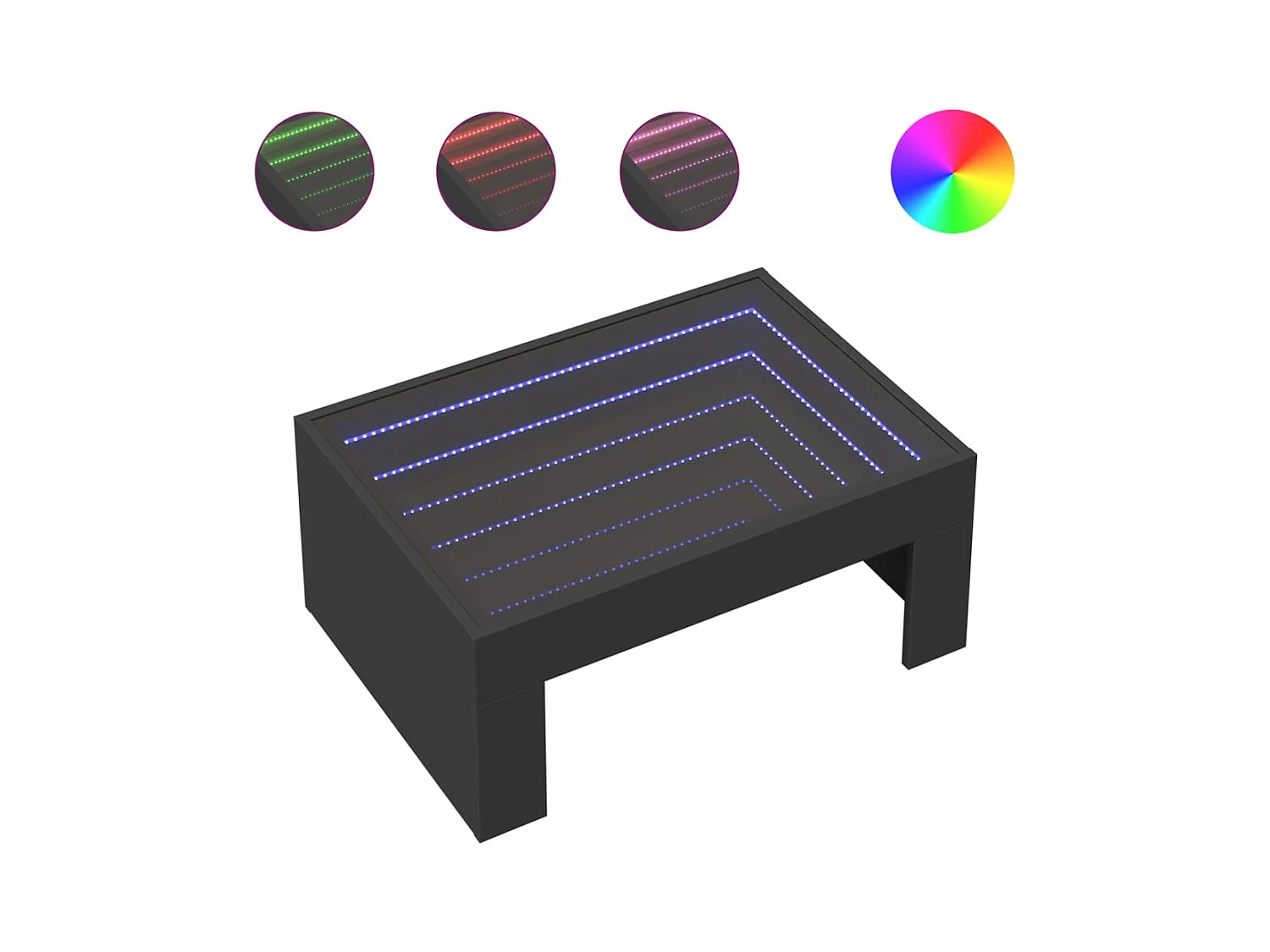 Table basse salon-Table d'appoint avec LED infini noir 70x50x30 cm SHL68259