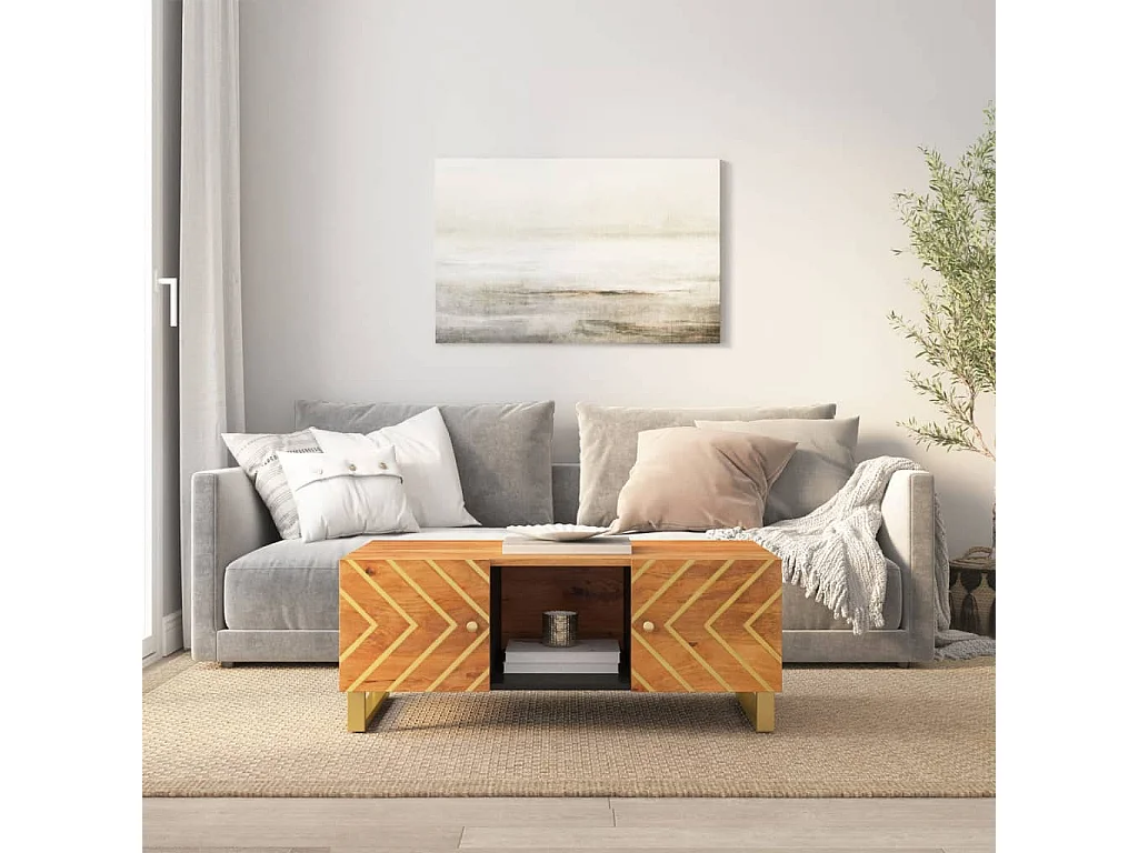 Mesa de centro | Mesa auxiliar con Infinity LED roble Sonoma 50x50x41 cm SHL289854