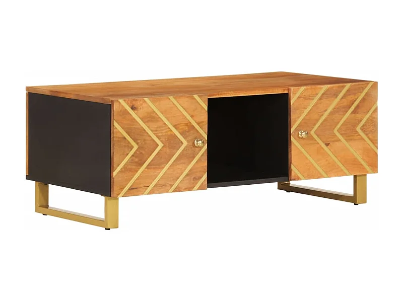 Salontafel | Woonkamertafel | Koffietafel 100x54x40 cm massief mangohout bruin en zwart