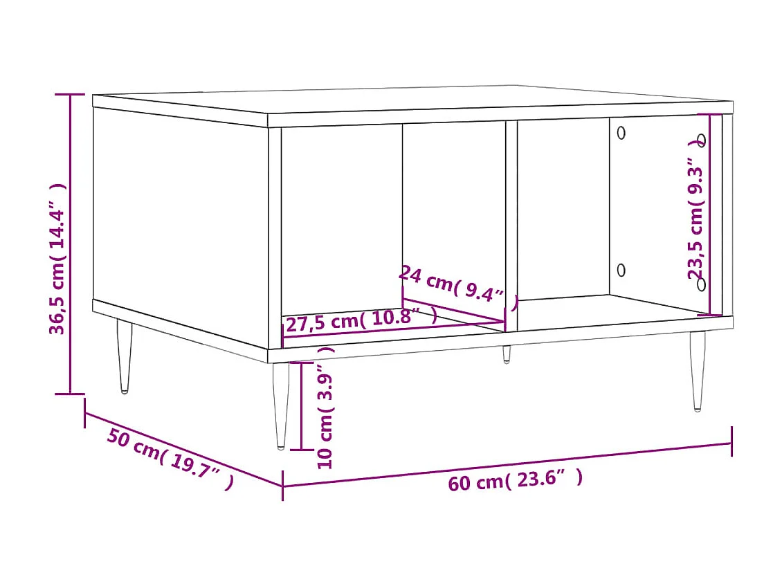 Mesa de centro | Mesa auxiliar madera de ingeniería y metal negro 80x80x30 cm SHL550