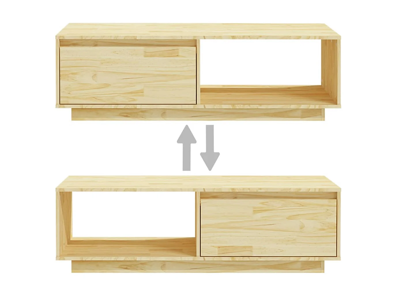 Mesa de centro | Mesa auxiliar de madera maciza de pino gris 102x49x55 cm SHL3016