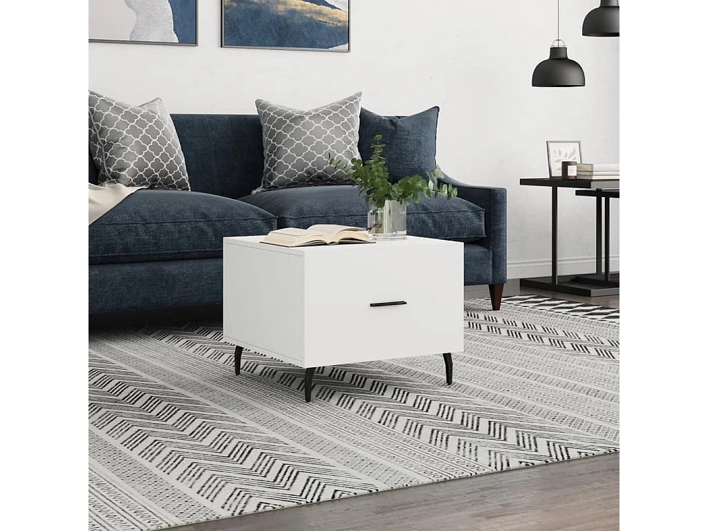 Mesa de centro | Mesa de apoio 50x50x40 cm derivados de madeira branco