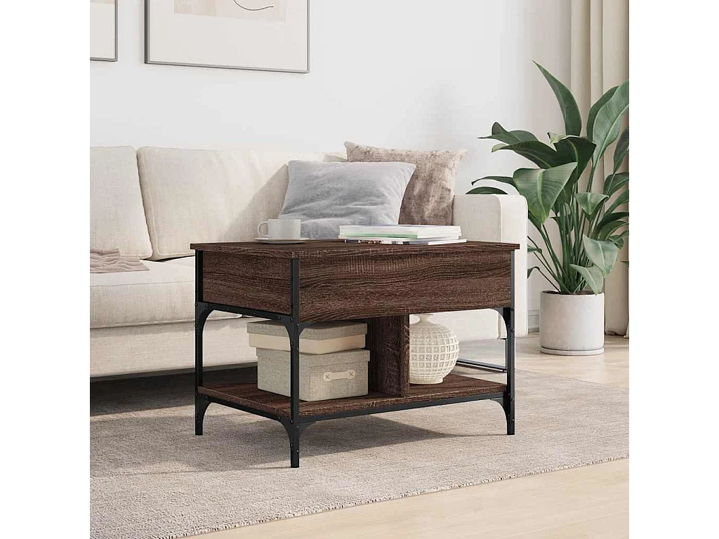 Mesa de centro-Mesa auxiliar de madera maciza reciclada 80x80x40 cm SHL3496