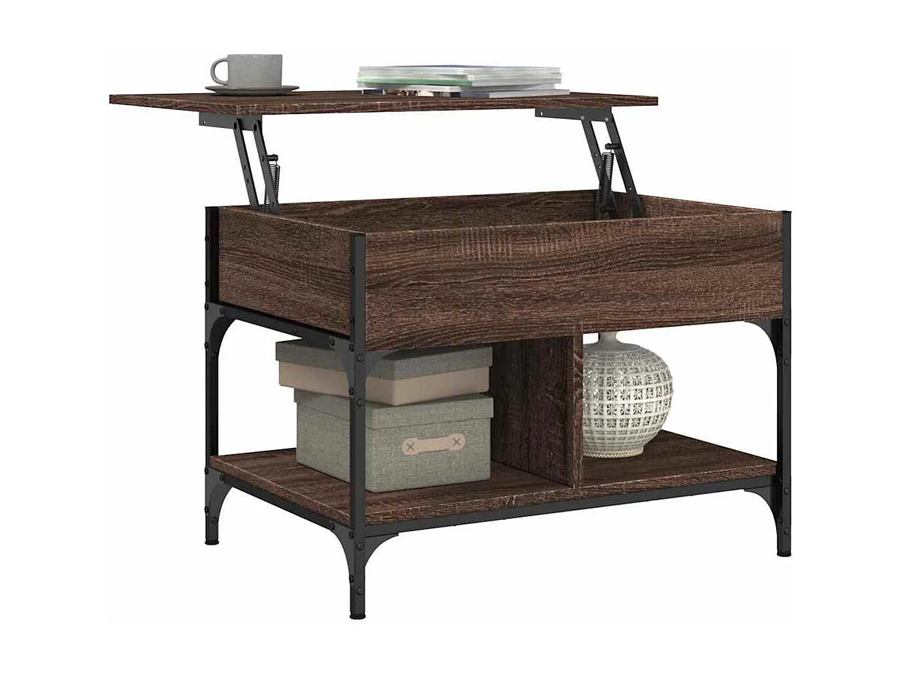 Mesa de centro-Mesa auxiliar de madera maciza reciclada 80x80x40 cm SHL3496