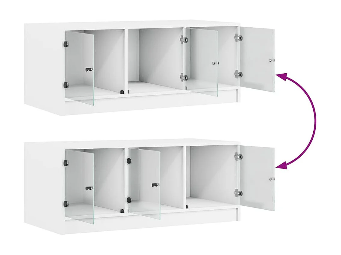 Couchtisch-Wohnzimmertisch-Beistelltische mit Glastüren Weiß 102x50x42 cm SHL34729