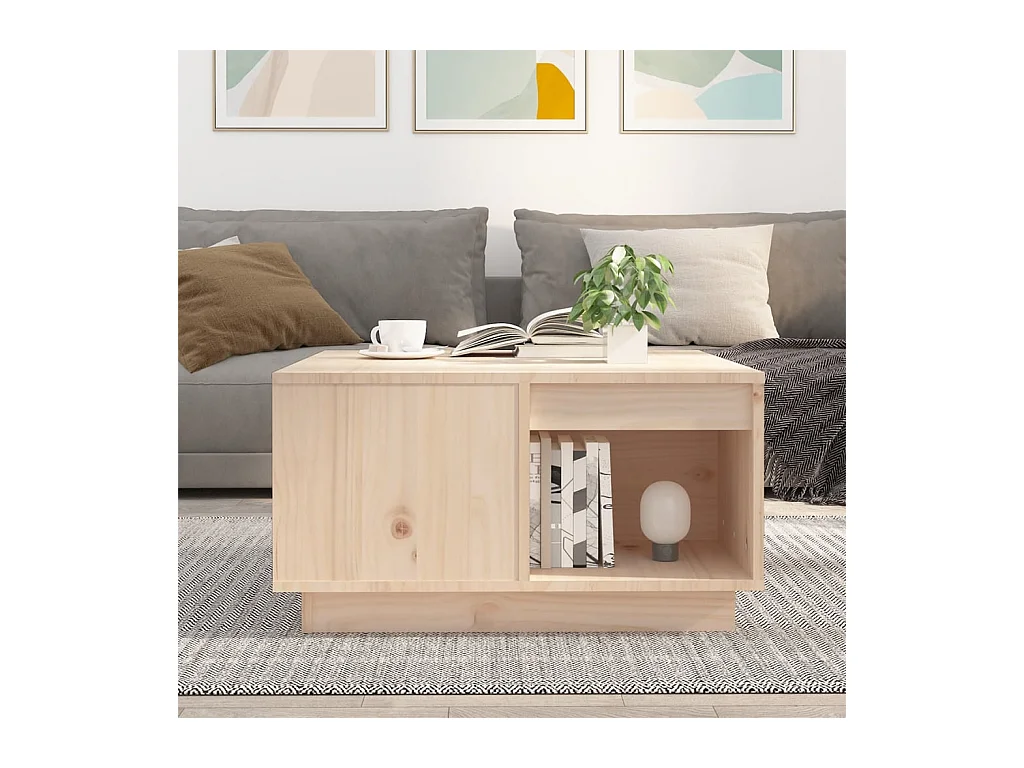 Mesa de centro | Mesa de apoio | Mesa de café 60x61x32.5 cm madeira de pinho maciça