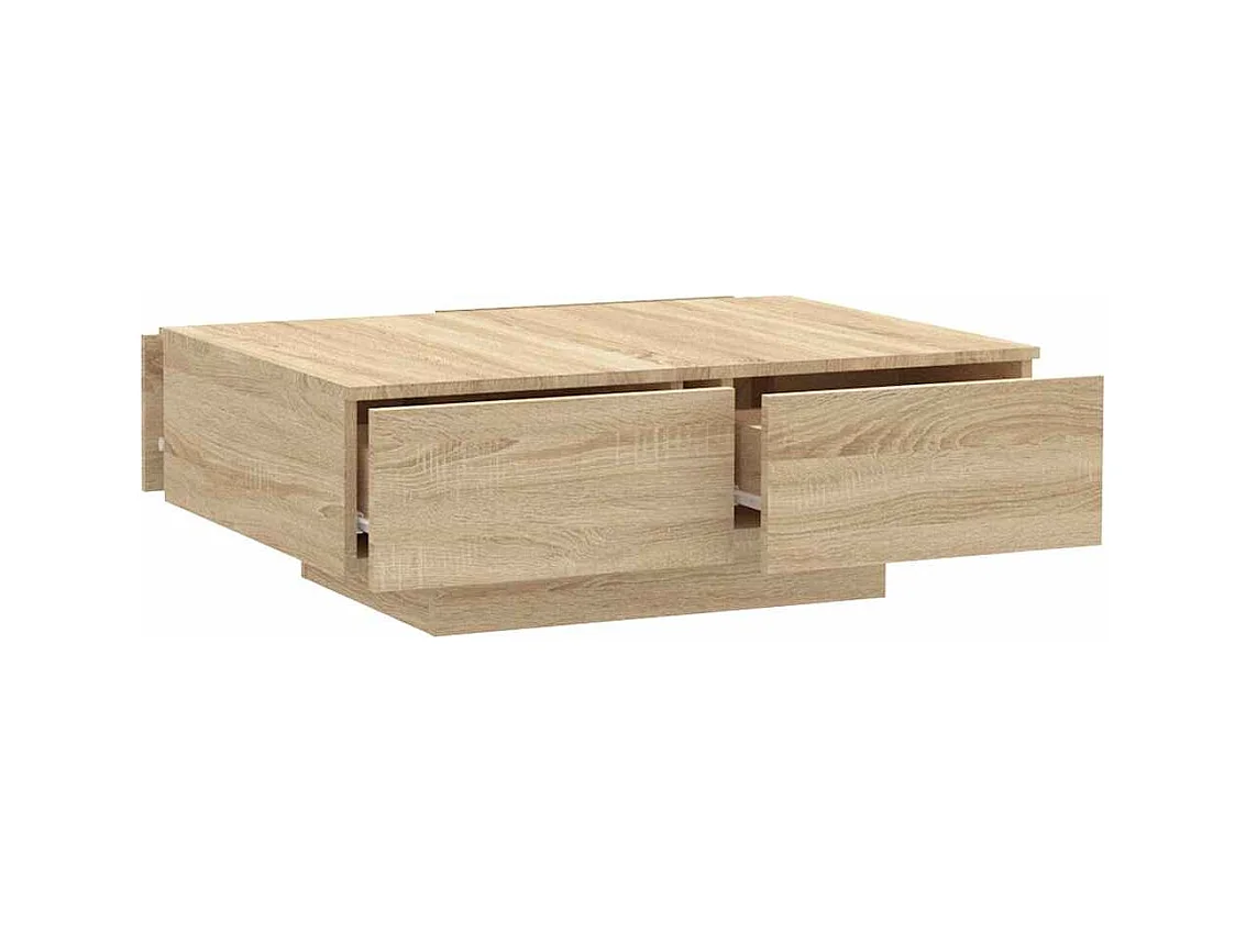 Mesa de centro | Mesa auxiliar con luces LED roble marrón 100x100x31 cm SHL786472