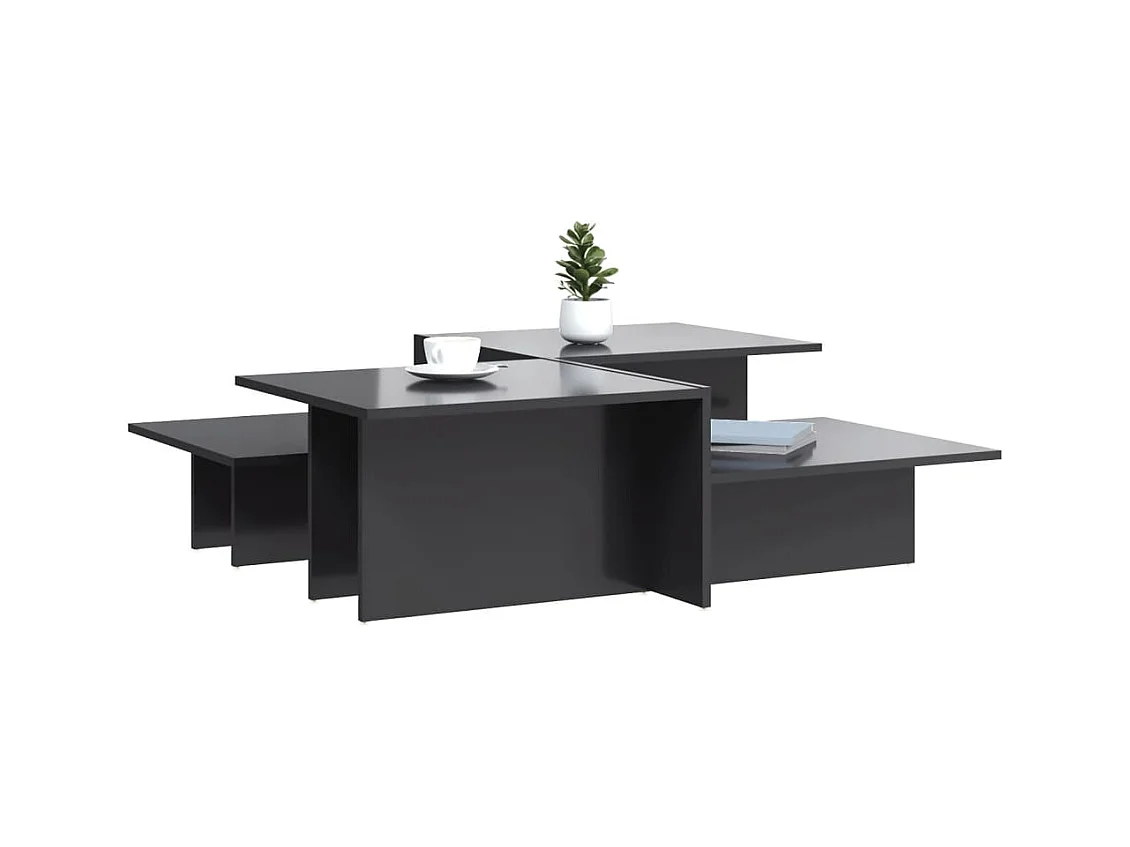 Tables basses salon-Tables d'appoint 2 pcs gris brillant bois d'ingénierie SHL53715