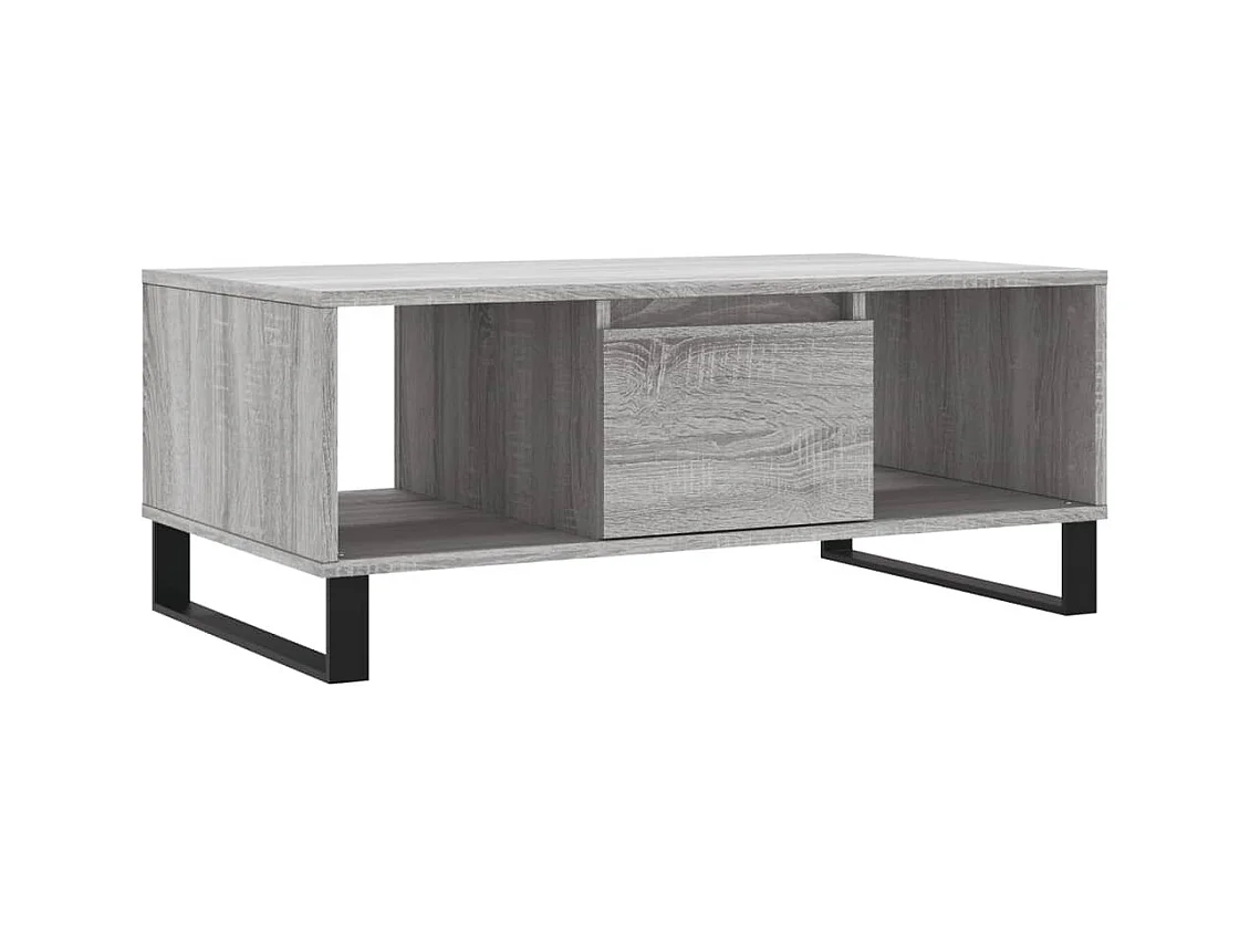 Mesa de centro | Mesa auxiliar madera ingeniería metal roble humo 100x57x35 cm SHL15802