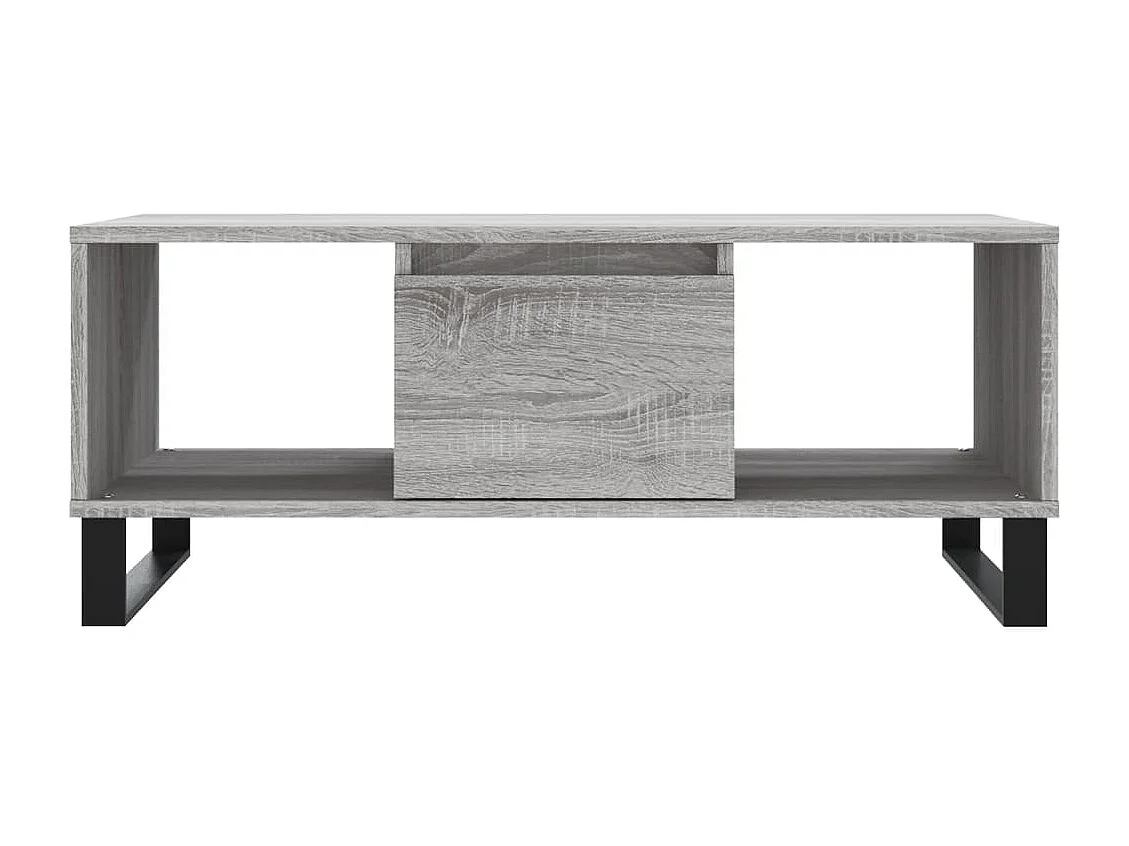 Mesa de centro | Mesa auxiliar madera ingeniería metal roble humo 100x57x35 cm SHL15802