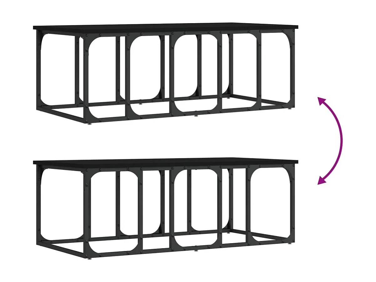 Tavolino da Salotto-Tavolino da Caffè Laterale Nero 100x50x35.5 cm in Legno Multistrato SHL24792