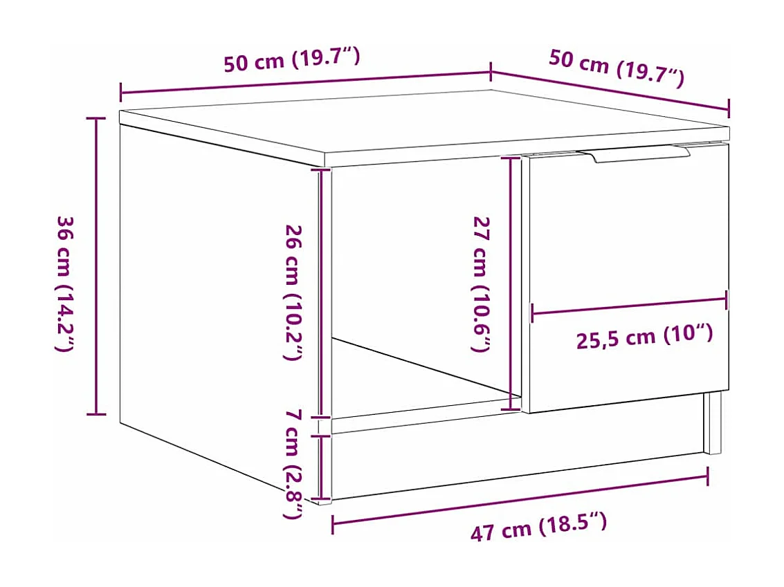 Mesa de centro-Mesa auxiliar-Mesita de centro madera contrachapada negro 103,5x60x35 cm SHL2874