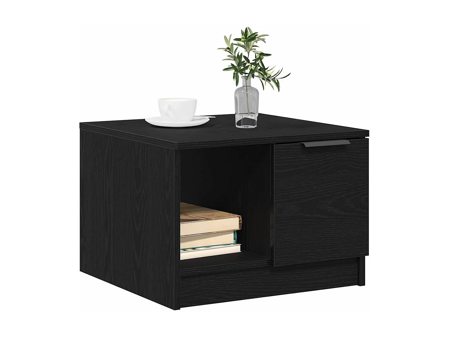 Tavolino da Salotto-Tavolino da Caffè Laterale with Drawer Rovere nero 50x50x36 cm SHL26401