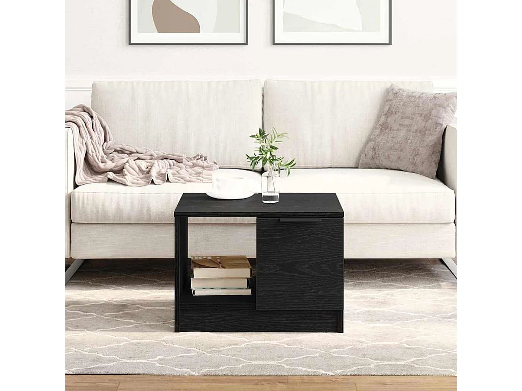 Tavolino da Salotto-Tavolino da Caffè Laterale with Drawer Rovere nero 50x50x36 cm SHL26401