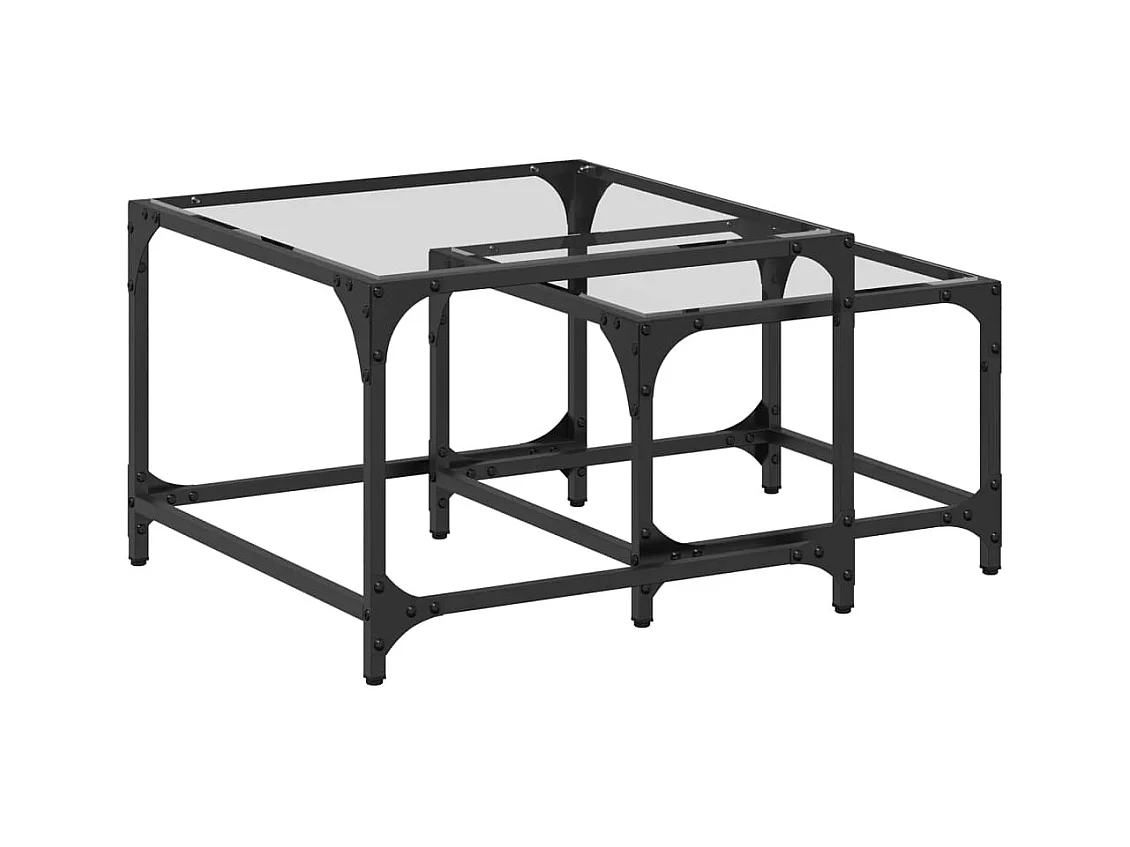 Tables basses gigognes 2 pcs dessus en verre transparent acier SHL91443