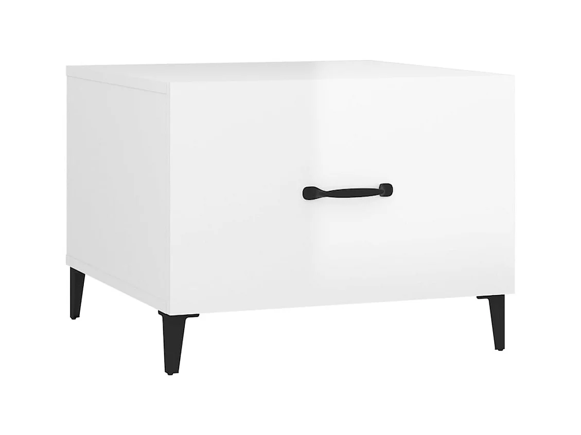 Table basse salon-Table d'appoint avec pieds en métal Blanc brillant 50x50x40 cm SHL75081