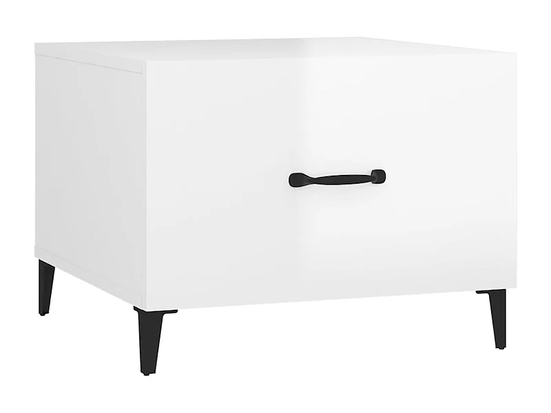 Mesa de centro | Mesa de apoio com pernas de metal 50x50x40 cm branco brilhante