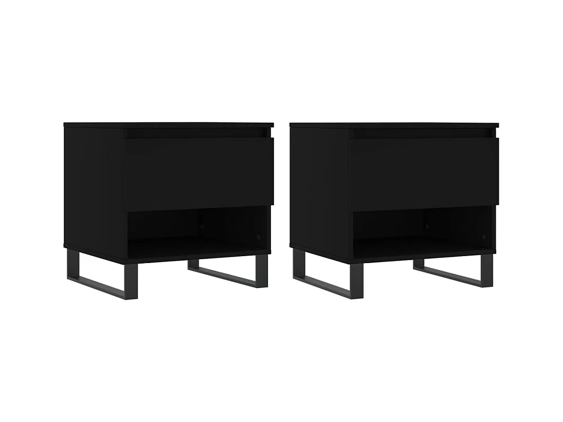 Lot de 2 Tables basses-Tables d'appoint noir 50x46x50 cm bois d'ingénierie SHL26261