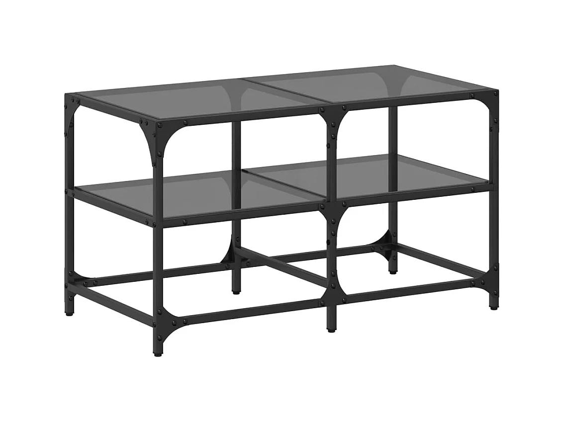 Table basse salon-Table d'appoint-dessus en verre noir 78,5x40x45 cm acier SHL27615