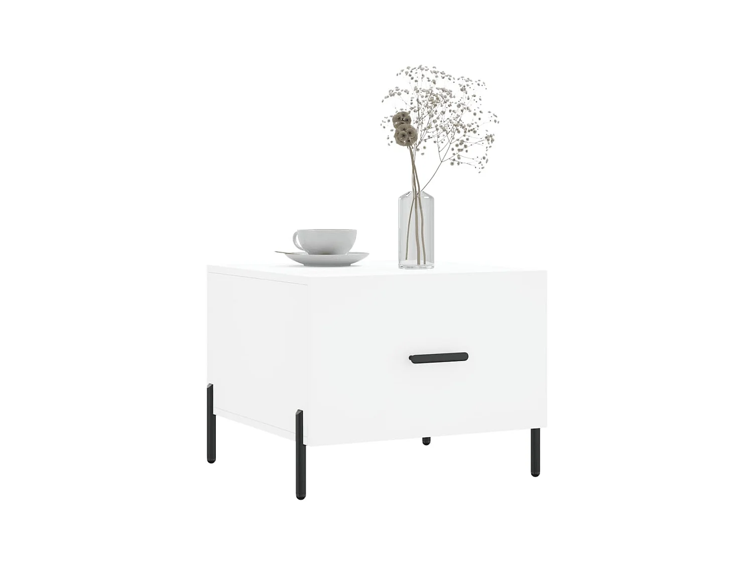 Salontafel | Woonkamertafel | Bijzettafel 50x50x40 cm bewerkt hout wit