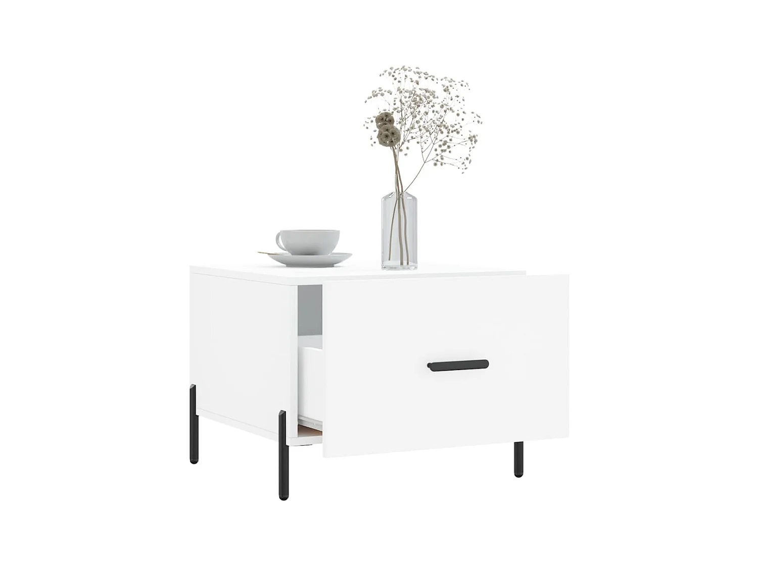 Salontafel | Woonkamertafel | Bijzettafel 50x50x40 cm bewerkt hout wit