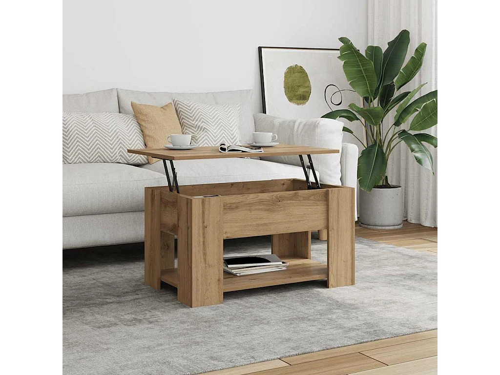 Tavolino da Salotto-Tavolino Basso Rovere Artigianale 79x49x41 cm Truciolato SHL107622