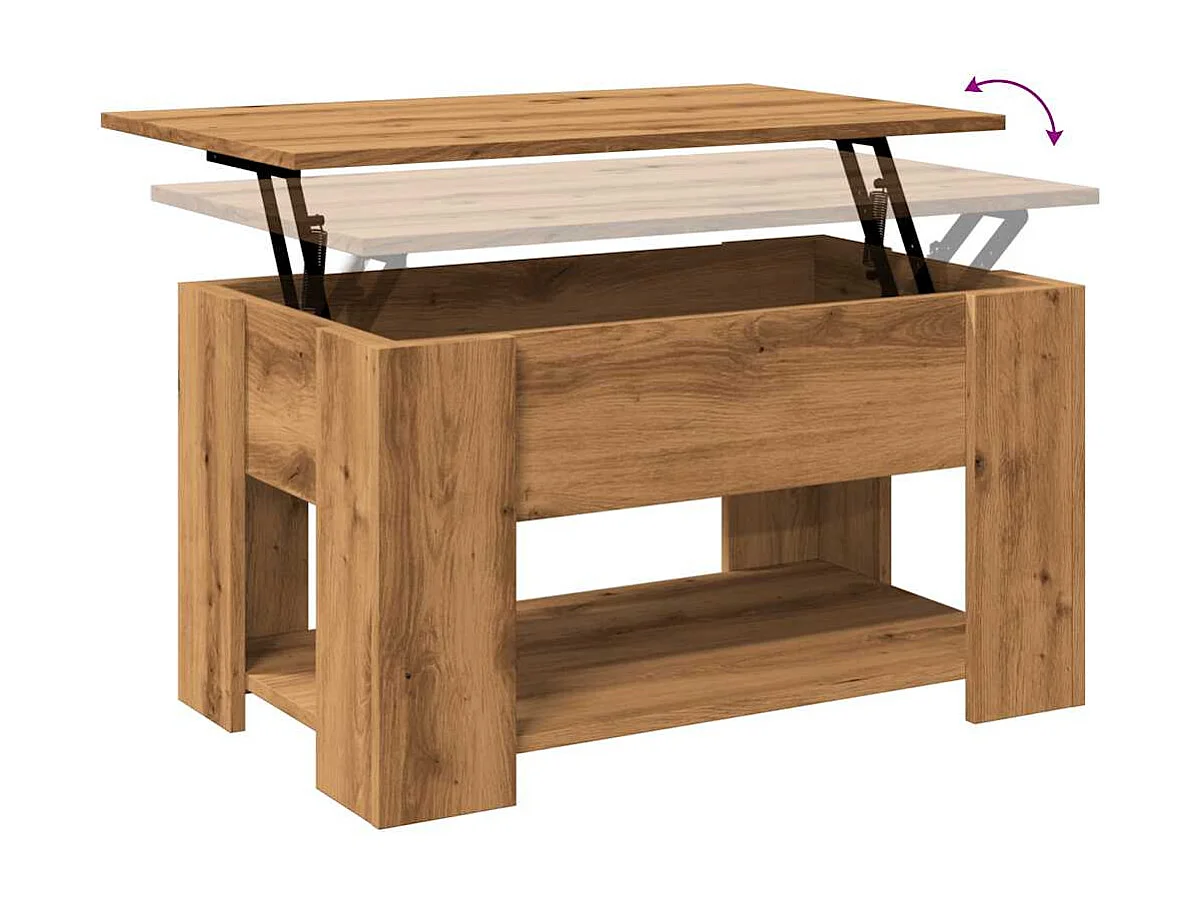 Tavolino da Salotto-Tavolino Basso Rovere Artigianale 79x49x41 cm Truciolato SHL107622