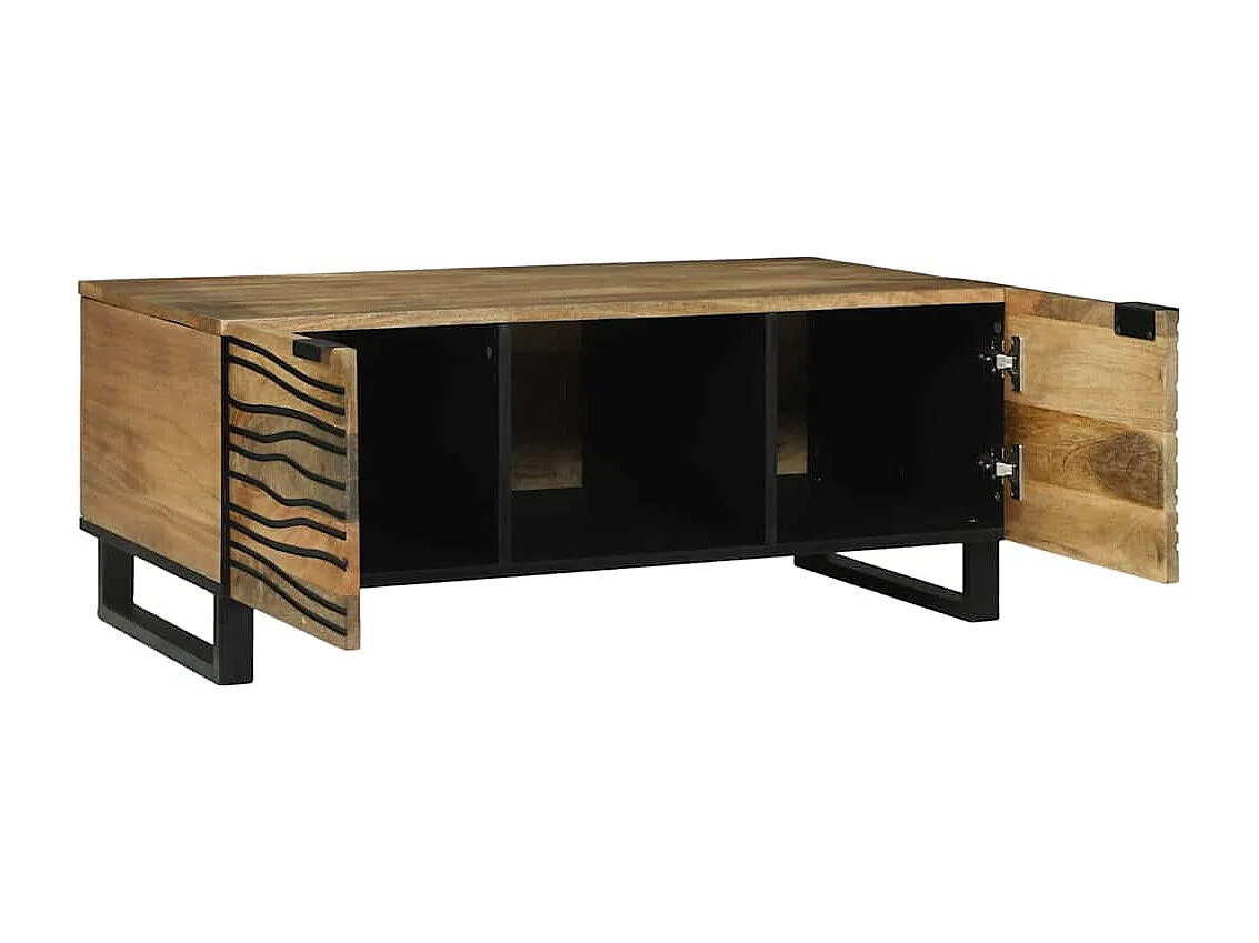 Couchtisch-Wohnzimmertisch-Beistelltische Braun und Schwarz 100x54x40 cm Massivholz Akazie SHL26664