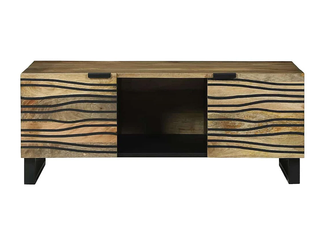 Couchtisch-Wohnzimmertisch-Beistelltische Braun und Schwarz 100x54x40 cm Massivholz Akazie SHL26664