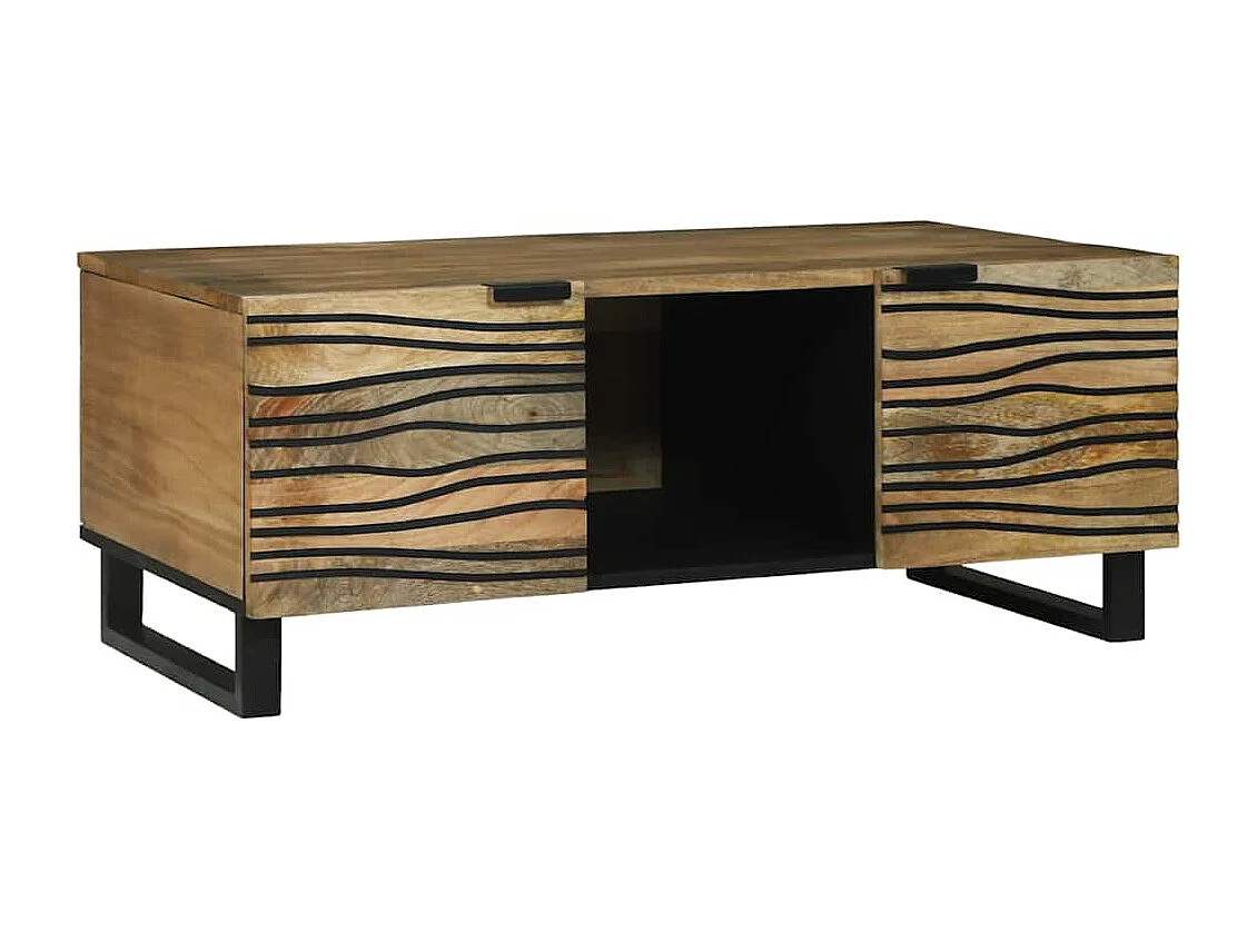 Couchtisch-Wohnzimmertisch-Beistelltische Braun und Schwarz 100x54x40 cm Massivholz Akazie SHL26664