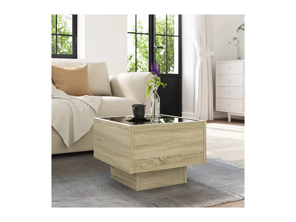 Mesa de centro-Mesa auxiliar madera contrachapada gris brillante 90x45x35 cm SHL3523