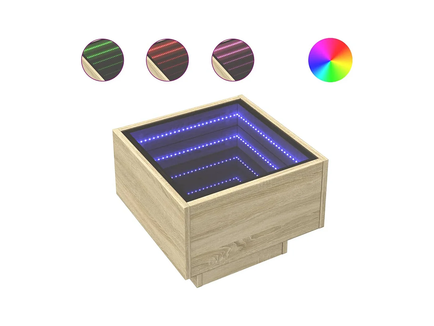 Table basse salon-Table d'appoint avec LED chêne sonoma 40x40x30 cm bois ingénierie SHL92510