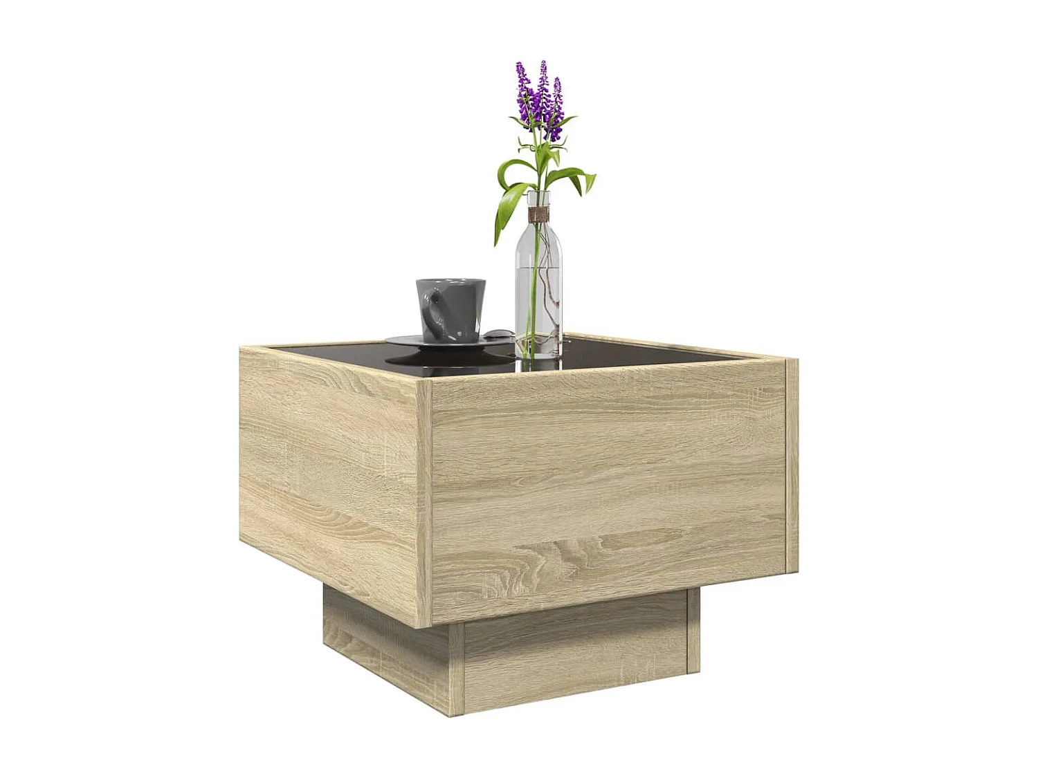 Couchtisch-Beistelltische-Sofatisch mit LED Sonoma Eiche 40x40x30 cm Holzwerkstoff SHL52733
