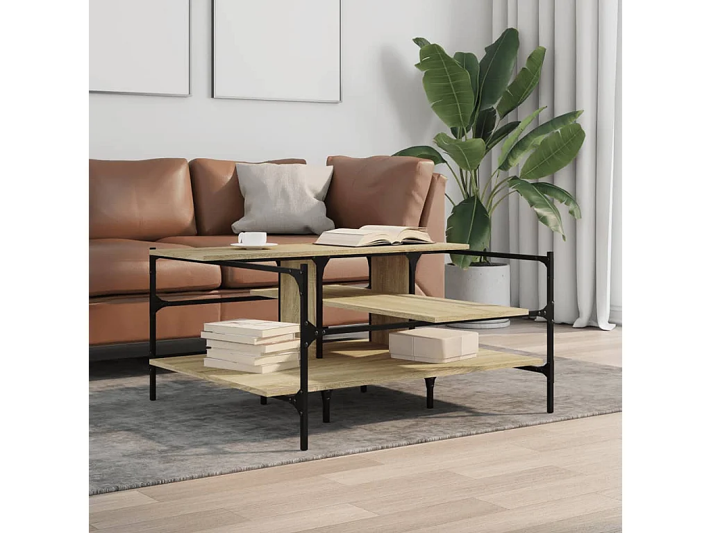 Couchtisch-Wohnzimmertisch-Beistelltische Sonoma-Eiche 100x100x48,5 cm Holzwerkstoff SHL62909