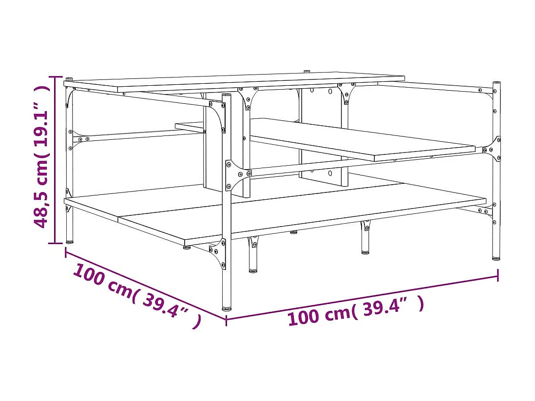 Couchtisch-Wohnzimmertisch-Beistelltische Sonoma-Eiche 100x100x48,5 cm Holzwerkstoff SHL62909