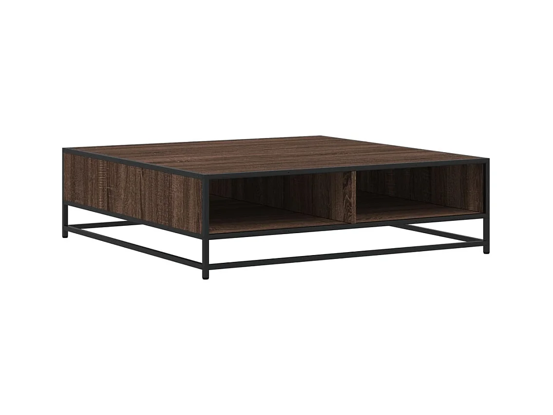 Table basse salon-Table d'appoint chêne marron 100x100x30 cm bois d'ingénierie/métal SHL35512
