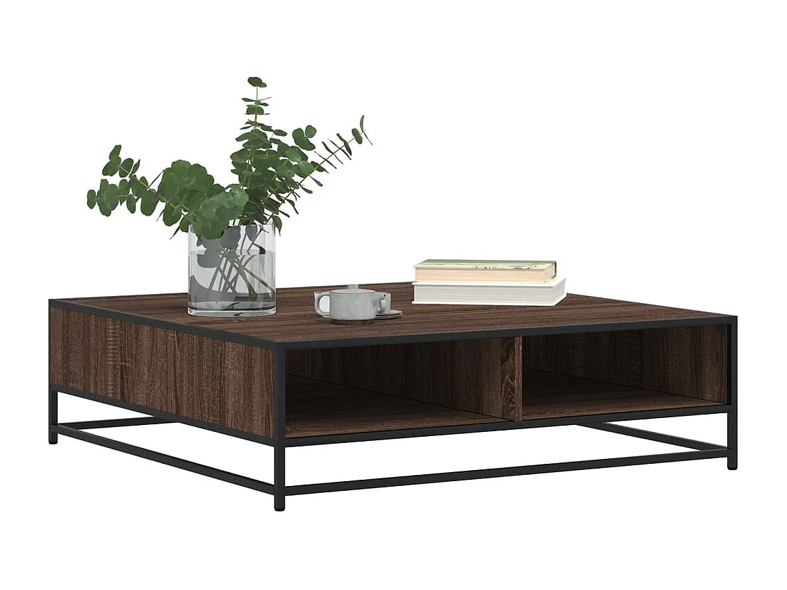 Couchtisch-Wohnzimmertisch-Beistelltische Braun Eichen-Optik 100x100x30cm Holzwerkstoff Metall SHL71759