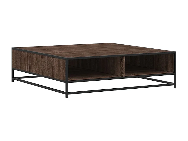 Couchtisch-Wohnzimmertisch-Beistelltische Braun Eichen-Optik 100x100x30cm Holzwerkstoff Metall SHL71759