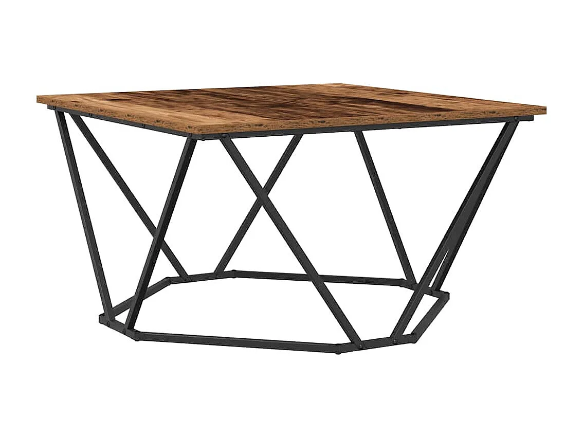 Salontafel | Koffietafel Oud hout 80 x 80 x 45 cm Engineered hout en staal