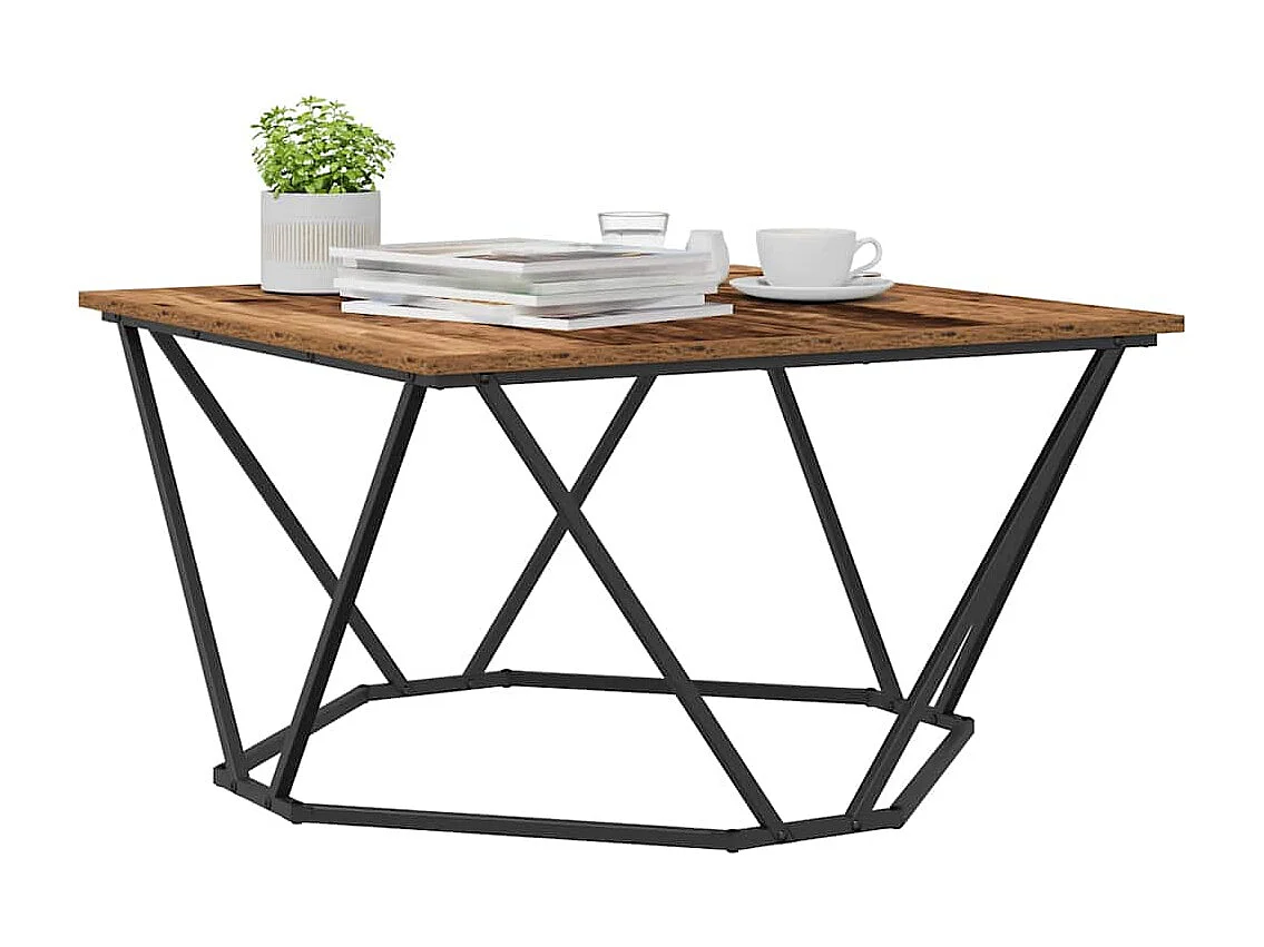 Salontafel | Koffietafel Oud hout 80 x 80 x 45 cm Engineered hout en staal