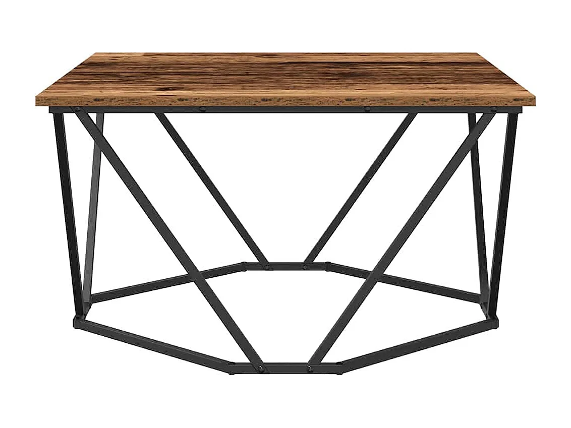 Salontafel | Koffietafel Oud hout 80 x 80 x 45 cm Engineered hout en staal