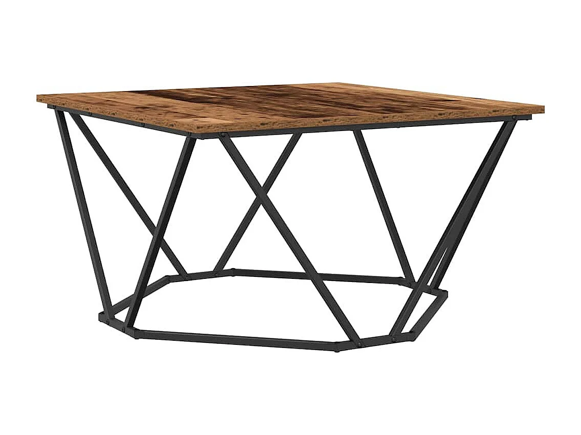 Salontafel | Koffietafel Oud hout 80 x 80 x 45 cm Engineered hout en staal