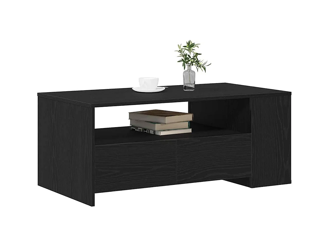 Mesa de centro-Mesa auxiliar-Mesita de centro madera contrachapada negro 100x100x35 cm SHL2090