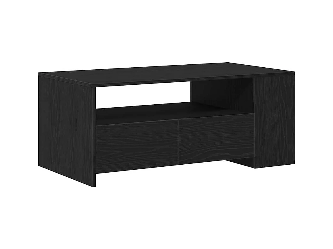 Table basse salon-Table d'appoint chêne noir 102x55x43,5 cm en bois reconstitué SHL66415
