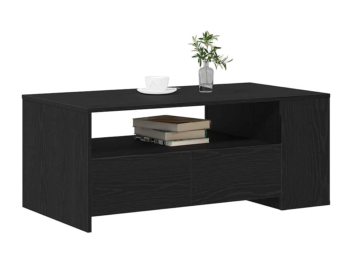 Salontafel | Bijzettafel | Koffietafel Zwart eiken 102 x 55 x 43.5 cm Bewerkt hout
