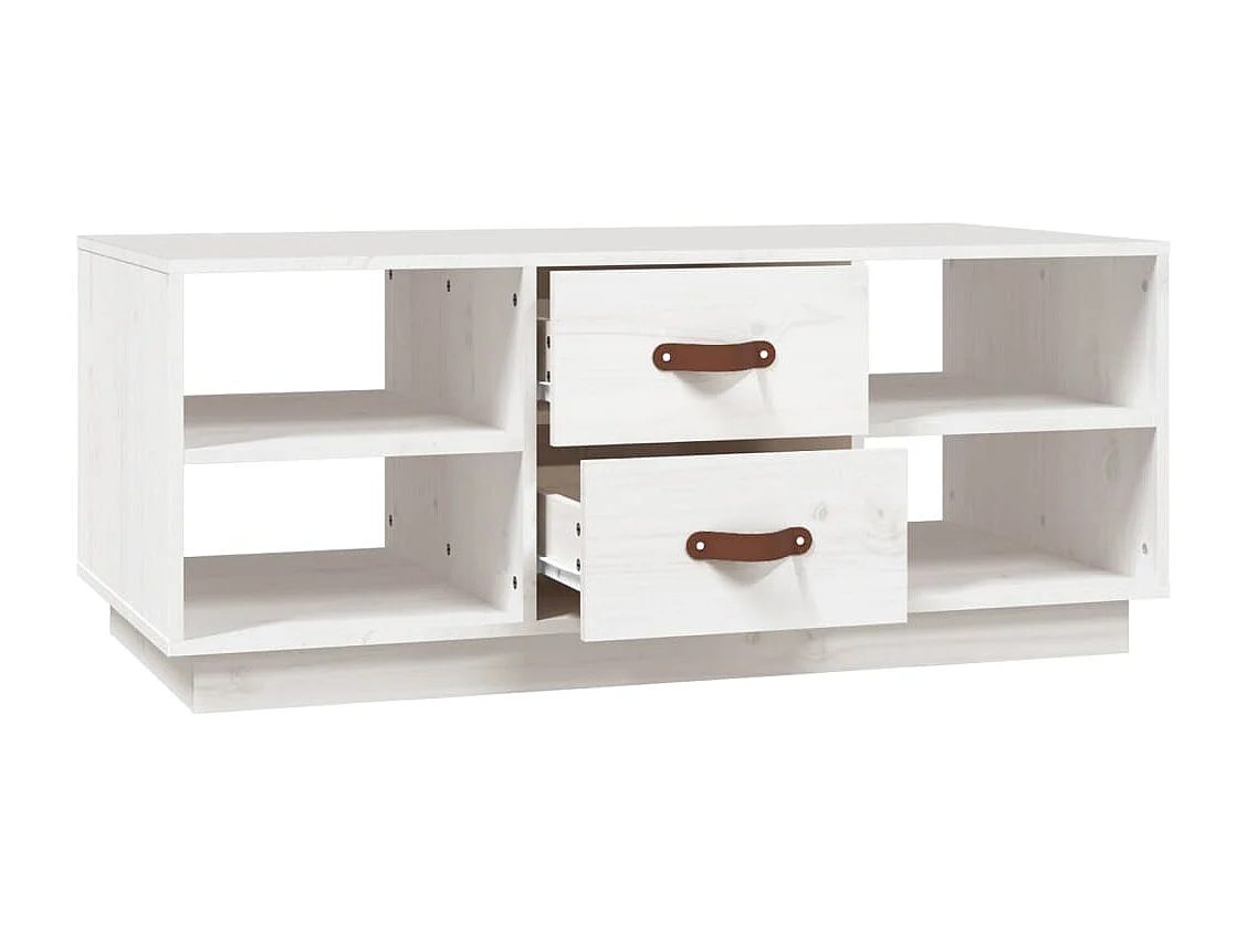 Couchtisch-Sofatisch-Beistelltische Weiß 100x50x41 cm Massivholz Kiefer SHL55308