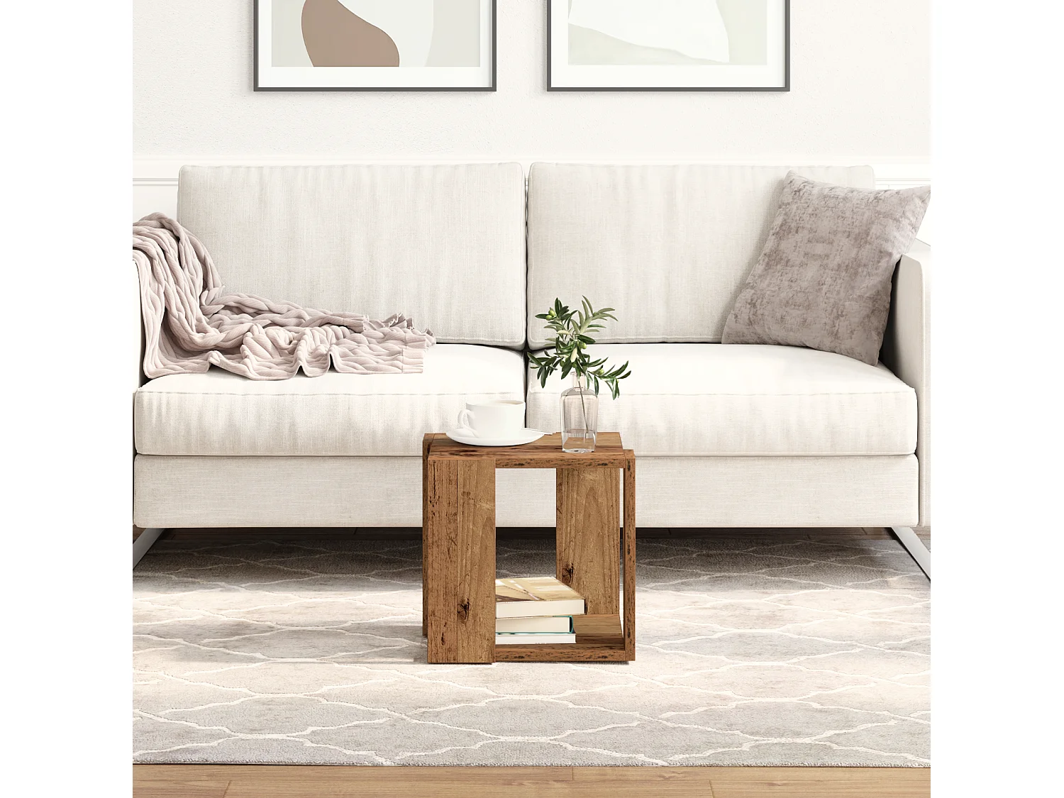 Table basse salon-Table d'appoint Bois Ancien Bois de Récupération Massif 32x32x30 cm SHL90588