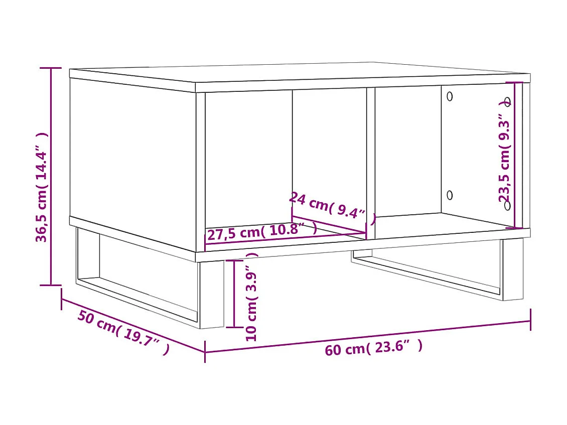 Table basse salon-Table d'appoint Sonoma gris 60x50x36,5 cm Bois d'ingénierie SHL42028